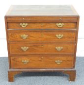 19thC inlaid and crossbanded mahogany bachelor's chest of four straight graduated drawers and
