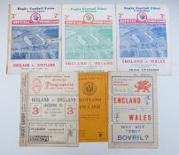 Six Rugby programmes 1938-1939 England v Wales, Ireland and Scotland, early Five / Six Nations