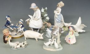 Lladro, Nao, Royal Doulton, Beswick and other ceramic figures, tallest 23cm