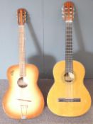 Fiesta Spanish acoustic guitar fitted with six nylon strings, together with a 1963 Eko guitar