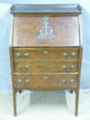 Early 20thC oak bureau with fitted interior, W69 x D45 x H107cm