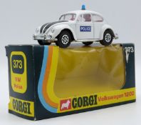 Corgi Toys diecast model VW Police Volkswagen 1200 with white and black body, red interior and