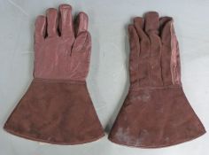 Pair of leather and sheepskin vintage driving gloves, c1920's
