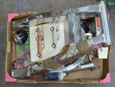 JMC aluminium soft tail motorcycle frame, K&N air filters, Ford Cortina manual etc