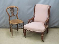 Scottish balloon back chair with thistle decoration and an upholstered chair