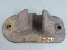 Great Western Railway rail chair, also marked 92 Sn, width 40cm