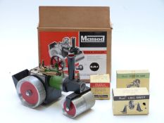Mamod SR1 live steam roller with screw construction together with three Multum accessories, all in