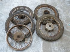 Five BSA motorbike wheels