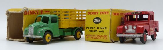 Two Dinky Toys diecast model vehicles Mersey Tunnel Police Van 255 and Farm Produce Wagon 343,
