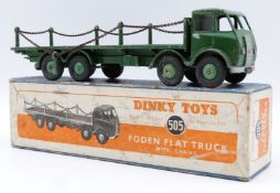Dinky Toys diecast model Foden Flat Truck With Chains with green cab, bed, chassis and hubs, 505, in