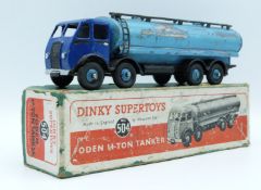 Dinky Supertoys diecast model Foden 14-Ton Tanker with dark blue cab, black chassis and pale blue