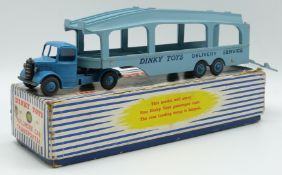 Dinky Toys diecast model Pullmore Car Transporter with blue cab and hubs and pale blue trailer, 982,