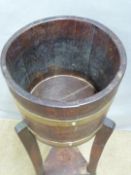 Lister coopered oak jardiniere stand, H92, diameter 28cm