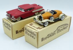 Two Brooklin Models 1:43 scale diecast model vehicles 1958 Edsel Citation Two-door Hardtop with