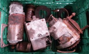 Motorbike parts including magnetos and spares and a dynamo