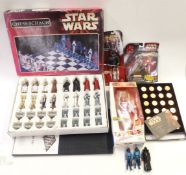 A collection of Star Wars figures and toys including a chess set, together with a Spice Girls