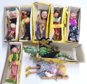 Eight Pelham puppets including Mother Dragon, Pirate, Gypsy, Macboozle, Old Lady, Dutch Girl and