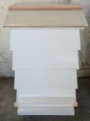 A new and unused NBC beehive with metal roof, four lifts, open mesh floor, broad chamber and one