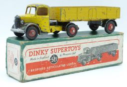 Dinky Supertoys diecast model Bedford Articulated Lorry with yellow cab and trailer and red hubs,