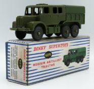Dinky Supertoys diecast model Medium Artillery Tractor with military green cab, chassis, cover and