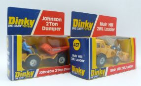 Two Dinky Toys diecast model construction vehicles Johnson 2 Ton Dumper 430 and Muir Hill 2WL Loader