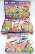 Three Lego Mars Mission construction sets Hypersonic Operations Aircraft 7644, Ultra-Drill Walker