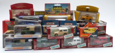 A colection of Corgi, Britains, Solido and similar diecast model Land Rover vehicles including AA