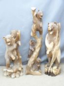 Three finely carved bear figures, tallest 105cm