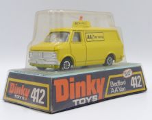 Dinky Toys diecast model Bedford AA Van with yellow body, white interior and AA Service decals, 412,
