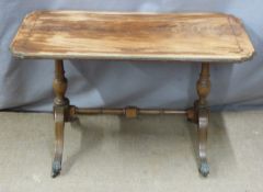 A brass inlaid mahogany side table with rope twist edge, W81 x D43 x H48cm