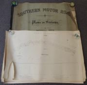 Bound book of plans and sections of the Southern Motor Road from London to Brighton dated 1929, 68 x