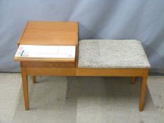 A retro/ mid century modern G Plan style upholstered telephone seat, W89 x D37 x H55cm