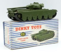 Dinky Supertoys diecast model Centurion Tank with green body and black rubber tracks, 651, in