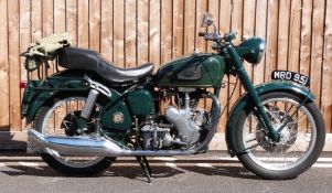 1957 Velocette MAC 350cc single cylinder motorbike registration number MRD 95, with electronic