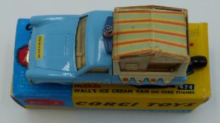 Corgi Toys diecast model Musical Wall's Ice Cream Van on Ford Thames with blue body, cream