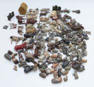 A large collection of Britains and similar lead model farm animals, figures, buildings and
