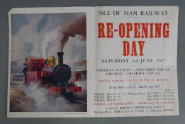 Isle of Man 1967 steam railway reopening poster, 31 x 48cm