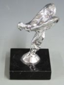 Rolls Royce Spirit of Ecstasy car mascot, on marble or similar base, height 12.5cm