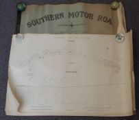 Bound book of plans and sections of the Southern Motor Road from London to Brighton dated 1929, 68 x