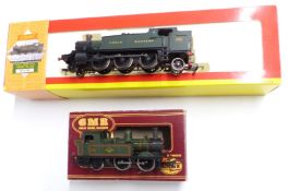 Two 00 gauge model railway locomotives Hornby GWR 2-6-2T 6150 R2143 and Airfix GMR BR 0-6-0 1466,