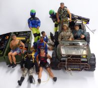 A collection of Action Man figures, vehicles and accessories.