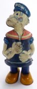 J Chew & Co. U.S.A clockwork tinplate Popeye figure marked 1932 King Features Syndicate Inc, 15.