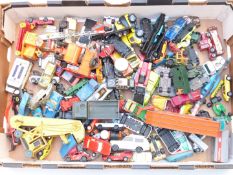 Over 100 Corgi, Dinky, Matchbox and similar diecast model vehicles including Batman helicopter,