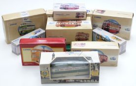 Eleven Corgi and Corgi Classics diecast model buses, bus sets and trams including Blackpool