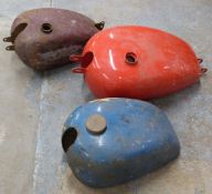 Three motorbike petrol tanks including Sun Excelsior