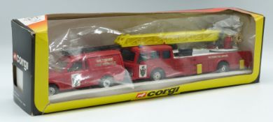 Corgi Toys diecast model Dennis TL and Ford Escort UV made to mark a 'Brigade Open Weekend' an