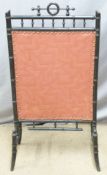A 19thC Aesthetic period faux bamboo fire screen, W52 x H102cm