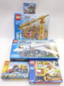 Five Lego City, Jack Stone and Creator construction sets Building Crane 7905, Passenger Plane