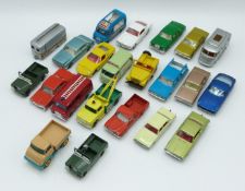 Twenty-two Matchbox 1-75 series diecast model vehicles c1968 including Ford Zodiac, Lamborghini