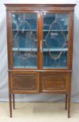 Edwardian astragal glazed mahogany display cabinet, W107 x D35 x H183cm
